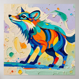 Fox Uttrycklig utformning av djurkonst av abstrakt Poster