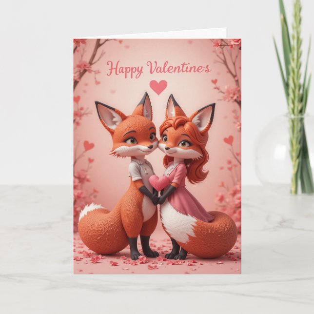 Fox Valentine Cute Woodland Animal Love  Helgkort (Framsida)