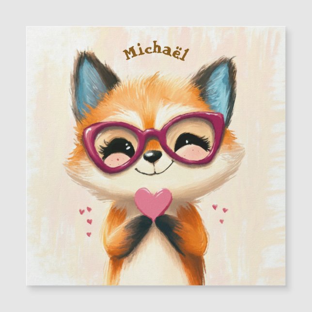 Fox Valentine's Day Heart Badge Kids School  (Framsida)