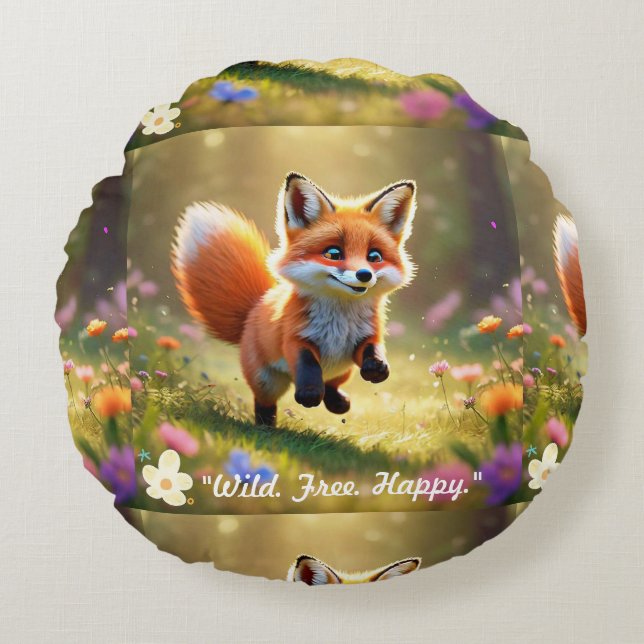 "Fox Valps glädje" Rund Kudde (Framsidan)