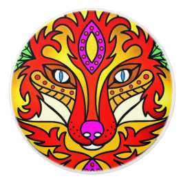 Fox varg boho abstrakt art röd lila knopp