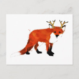 Fox, vattenfärg vykort