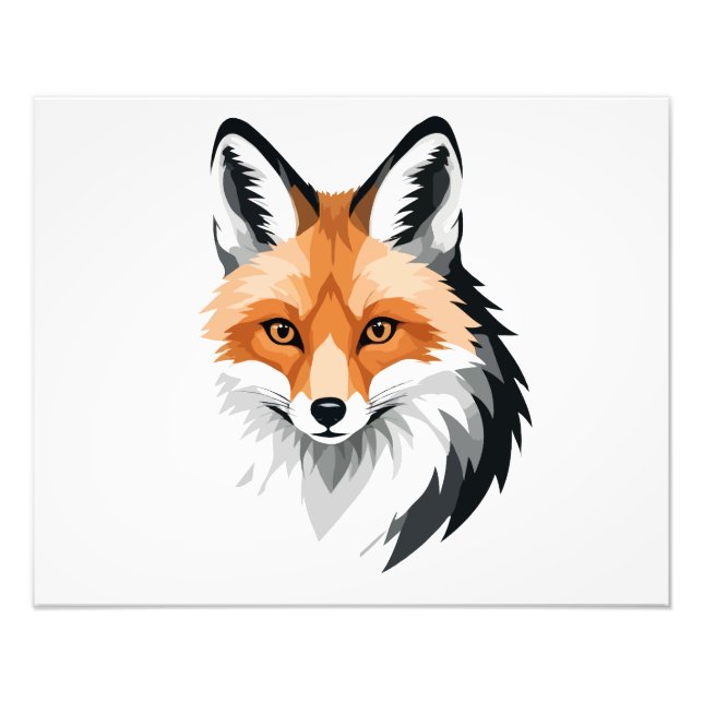 Fox Vector Graphic Art Porträtt Animal Spirit Vild Fototryck (Framsidan)