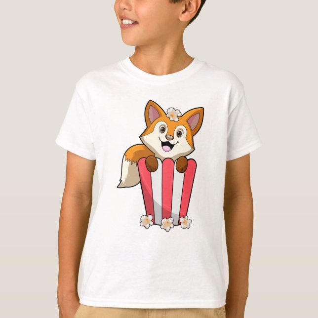 Fox vid ät med popcorn t shirt (Framsida)