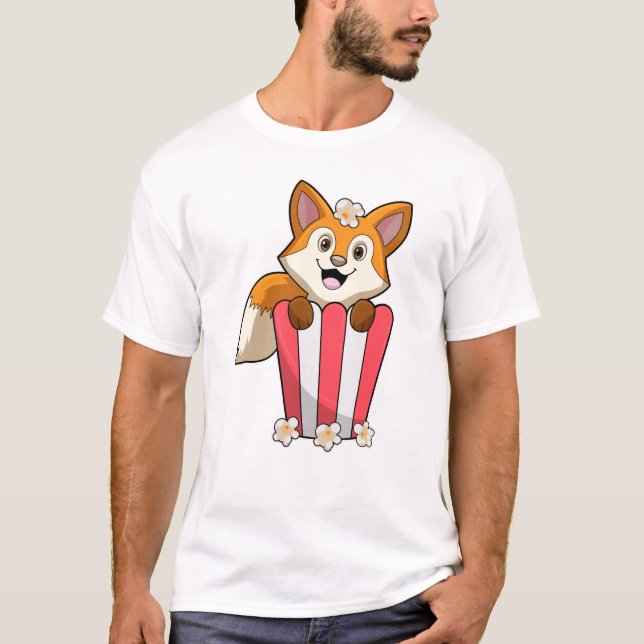 Fox vid ät med popcorn t shirt (Framsida)