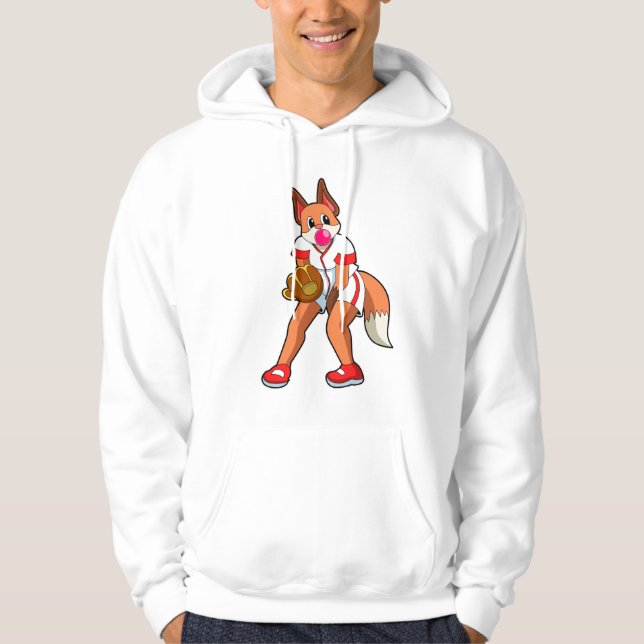 Fox vid Baseball med baskiska handskar Hoodie (Framsida)