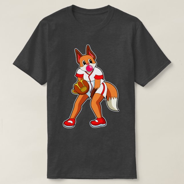 Fox vid Baseball med baskiska handskar T Shirt (Design framsida)