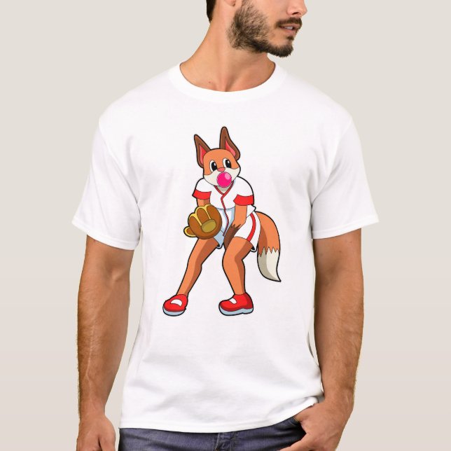 Fox vid Baseball med baskiska handskar T Shirt (Framsida)