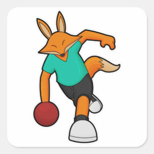 Fox vid Bowling med Bowling ball Fyrkantigt Klistermärke