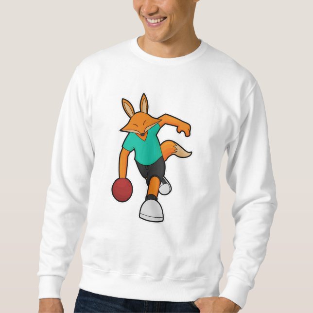 Fox vid Bowling med Bowling ball Lång Ärmad Tröja (Framsida)