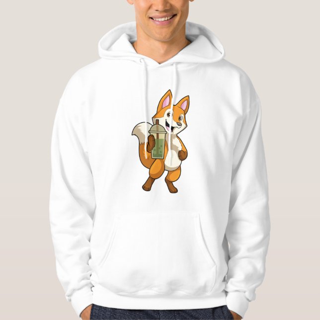 Fox vid drickande med Bubble Tea Hoodie (Framsida)
