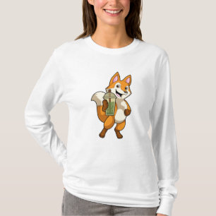Fox vid drickande med Bubble Tea T Shirt