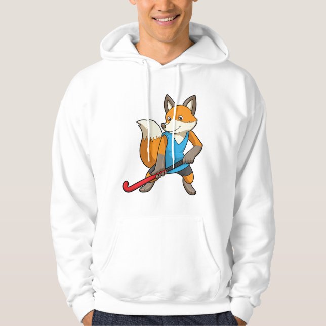 Fox vid Hockey med Hockey fladdermus Hoodie (Framsida)