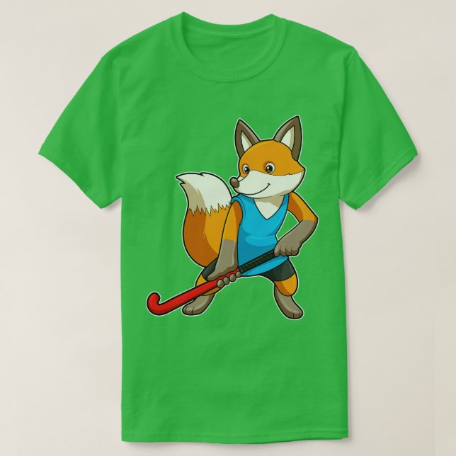 Fox vid Hockey med Hockey fladdermus T Shirt (Design framsida)