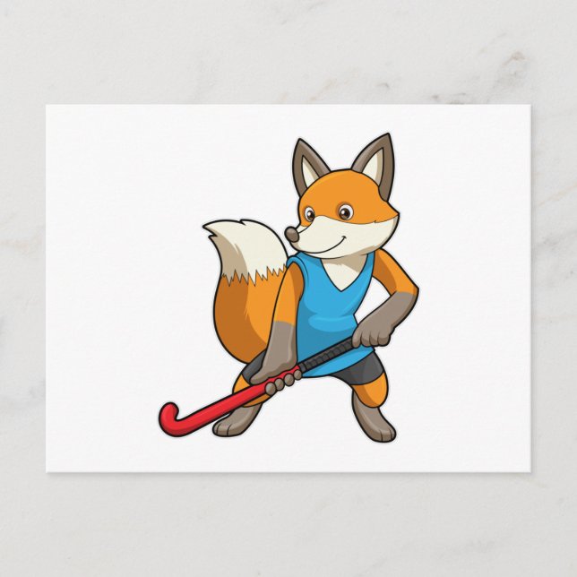 Fox vid Hockey med Hockey fladdermus Vykort (Framsida)