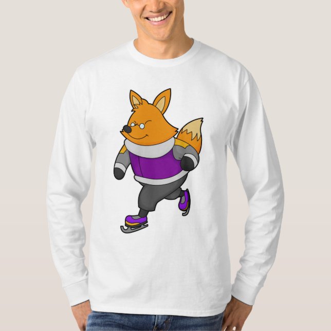 Fox vid isbeläggning med isskiffer och glasögon t shirt (Framsida)
