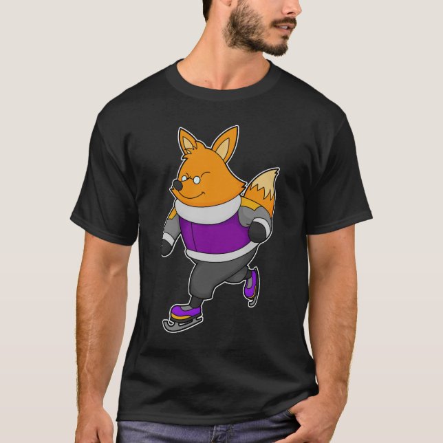 Fox vid isbeläggning med isskiffer och glasögon t shirt (Framsida)