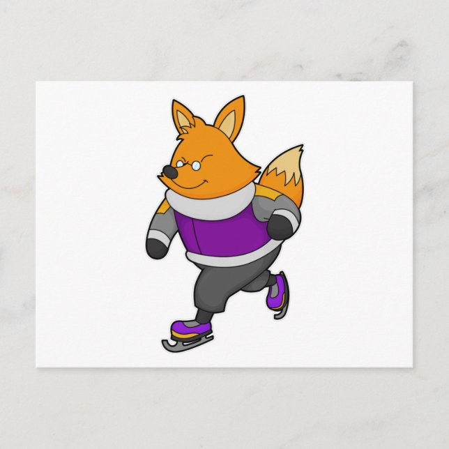 Fox vid isbeläggning med isskiffer och glasögon vykort (Framsida)