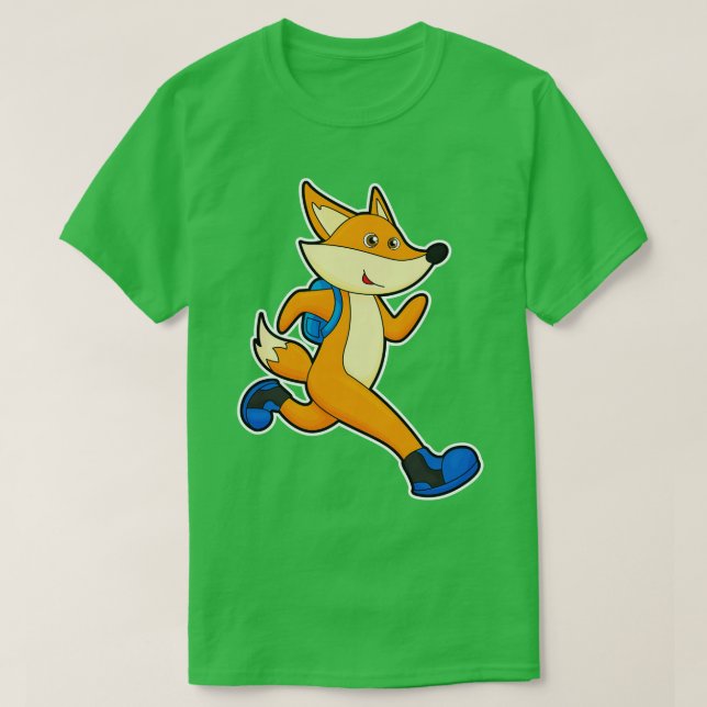 Fox vid körning med ryggsäck t shirt (Design framsida)
