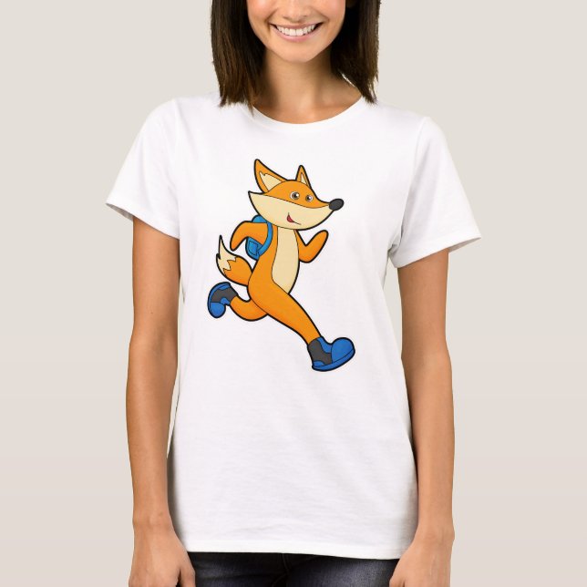 Fox vid körning med ryggsäck t shirt (Framsida)