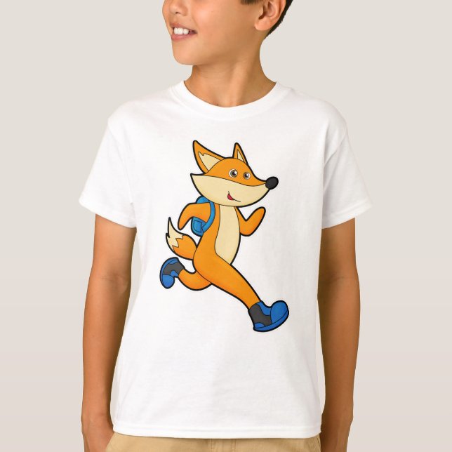 Fox vid körning med ryggsäck t shirt (Framsida)