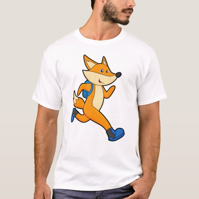 Fox vid körning med ryggsäck t shirt (Framsida)