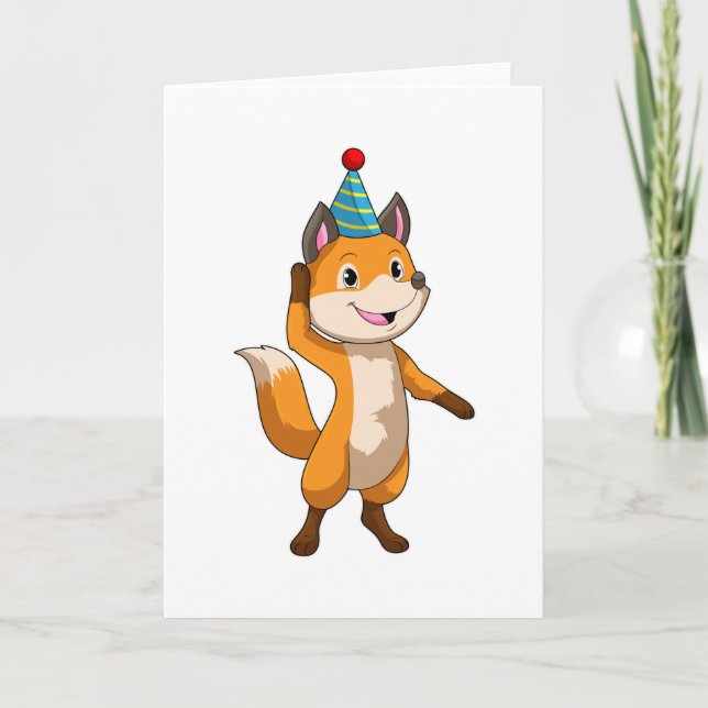 Fox vid Party med Party hat Kort (Framsida)