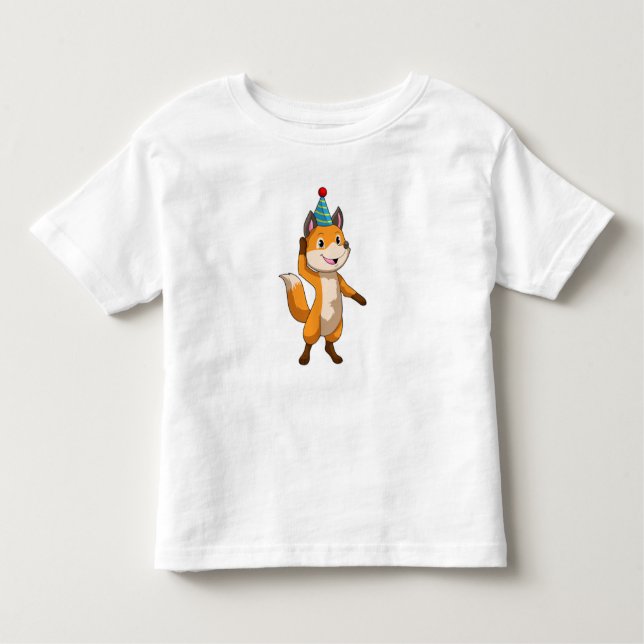 Fox vid Party med Party hat T Shirt (Framsida)