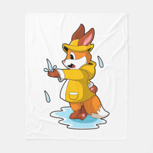 Fox vid regn med regn och regn fleecefilt