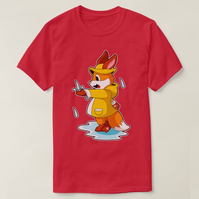 Fox vid regn med regn och regn t shirt (Design framsida)