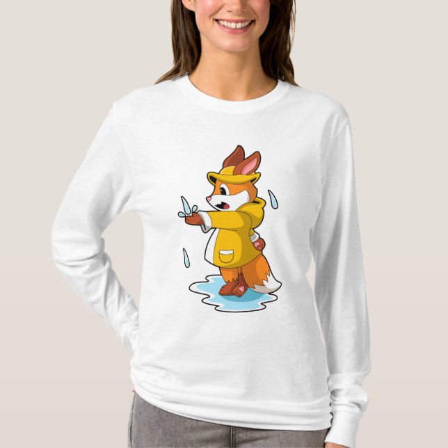 Fox vid regn med regn och regn t shirt (Framsida)