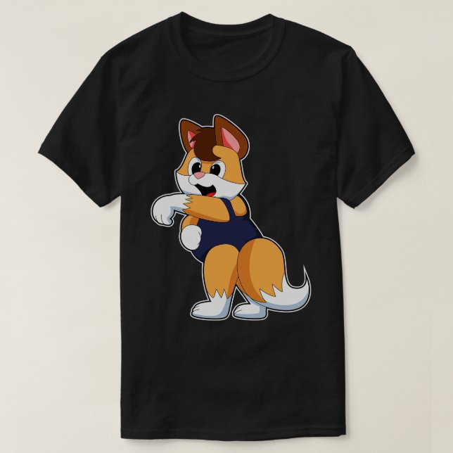 Fox vid Swimming med Swimfit T Shirt (Design framsida)