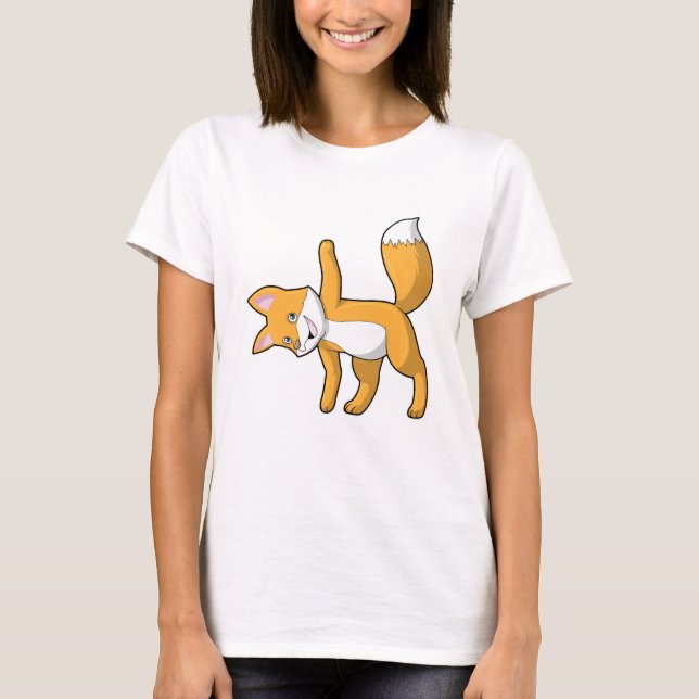 Fox vid Yoga Stretching T Shirt (Framsida)