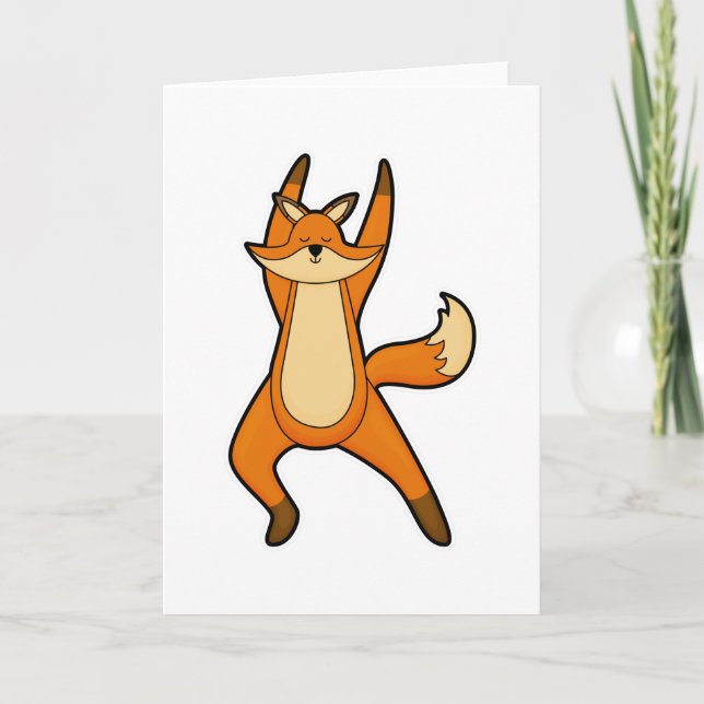 Fox vid Yoga Stretching-träning Kort (Framsida)