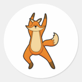 Fox vid Yoga Stretching-träning Runt Klistermärke