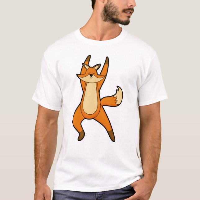 Fox vid Yoga Stretching-träning T Shirt (Framsida)