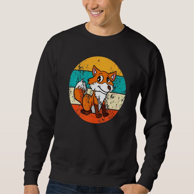 Fox Vintage Retro Lång Ärmad Tröja (Framsida)