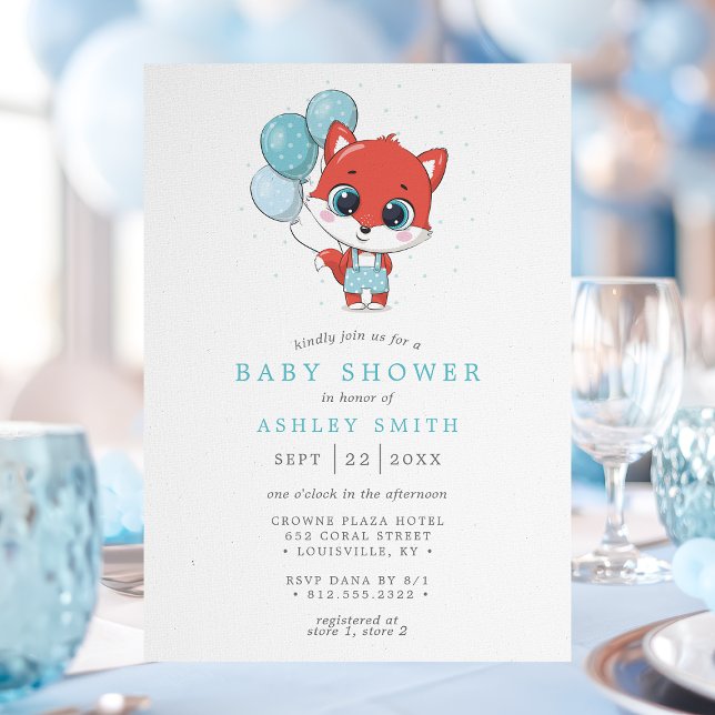 Fox Watercolor Boy Shower Inbjudningar (Skapare uppladdad)