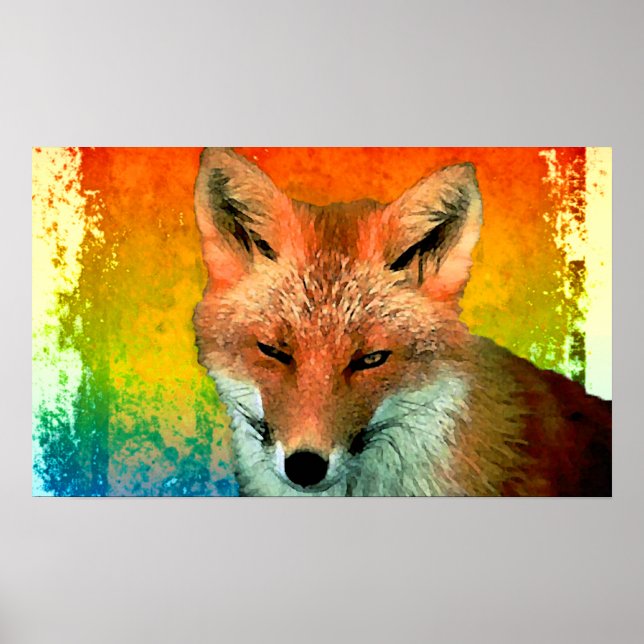 Fox Watercolor Poster Print (Framsidan)