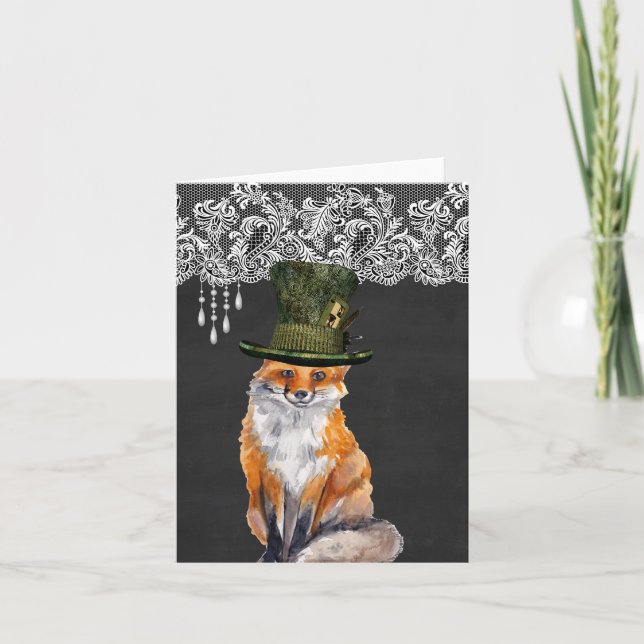 Fox Wats Hats Greeting Cards Kort (Framsida)