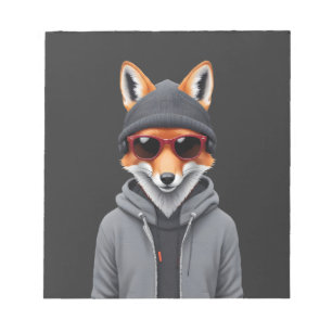 Fox Wearing Hoodie Funny Coola Animal Character Ar Anteckningsblock