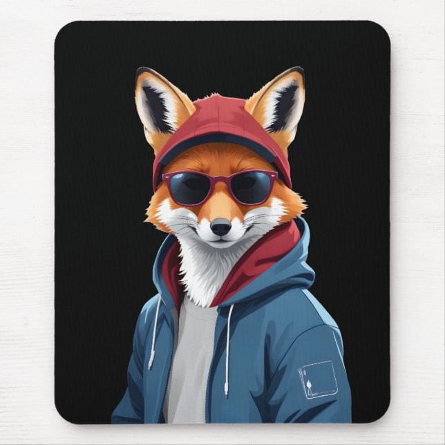 Fox Wearing Hoodie Funny Coola Animal Character Ar Musmatta (Framsidan)