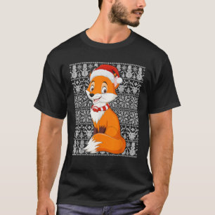Fox Wearing Santa Hat Manar Women Kids Ugly Christ T Shirt