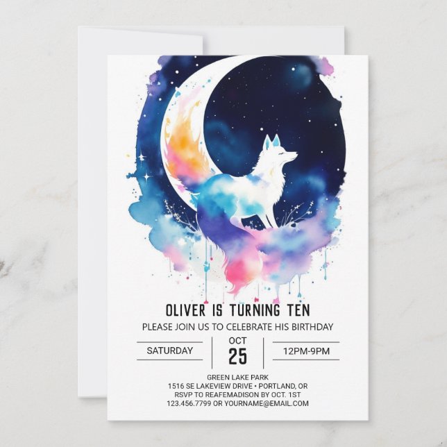 Fox Whimsical Woodland Birthday Inbjudningar (Framsida)