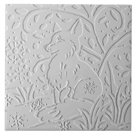 Fox White Grått Black Embossed Woodland Snöflingor Kakelplatta