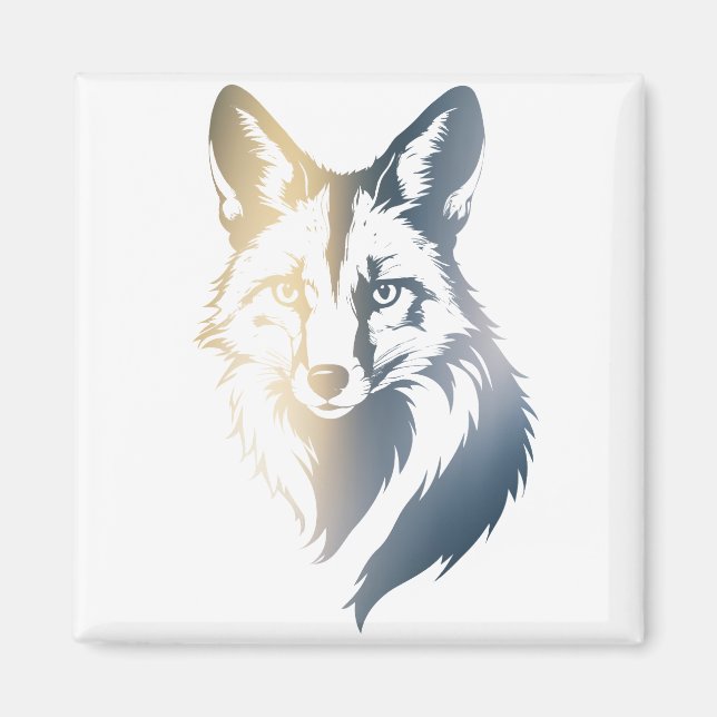 Fox Wildlife Nature Illustration Silhouette Stil Magnet (Framsidan)