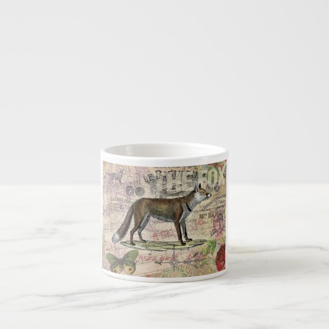 Fox Wildlife Vintage Animal Illustration Espressomugg (Framsidan)