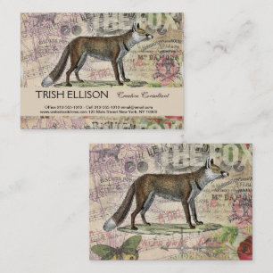 Fox Wildlife Vintage Animal Illustration Visitkort