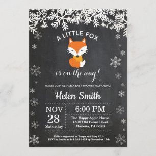 Fox Winter Baby Shower Chalkboard-inbjudan Inbjudningar