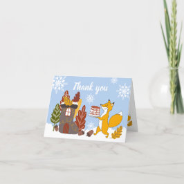 Fox Winter Baby Shower Det är Kallet Tack du-kort Kort